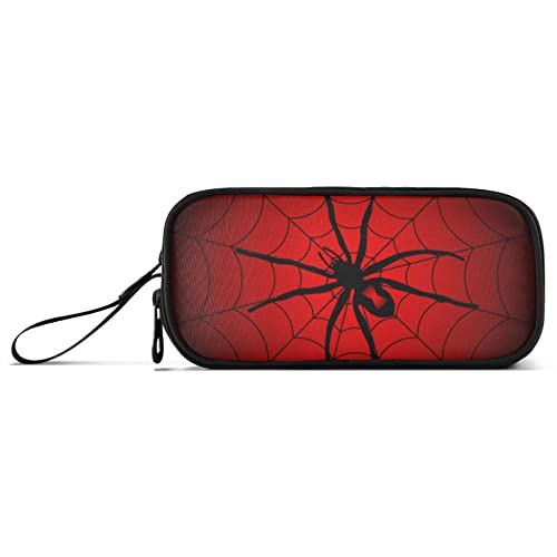 Image of Fisyme Halloween Spider Web Pencil Case Large Capacity Pen Box Makeup Pouch Holder Organizer Stationery Bag for School Office College Traval Adult