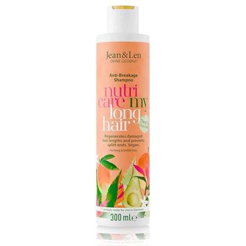 Champú Jean & Len Nutri Care Mango & Avocado, para cabello largo y dañado, regenera hasta las puntas, aroma afrutado y fresco a mango, sin parabenos ni siliconas, vegano, 300 ml