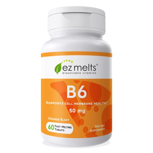 Ez Melts Vitamin B6 Supplement To Support Cardiovascular & Nervous System Health - Dissolvable Vegan B6 Vitamins - B 6 Vitamins That Promote Healthy Energy Levels - Fast Dissolving Vitamin B-6 #TOP10