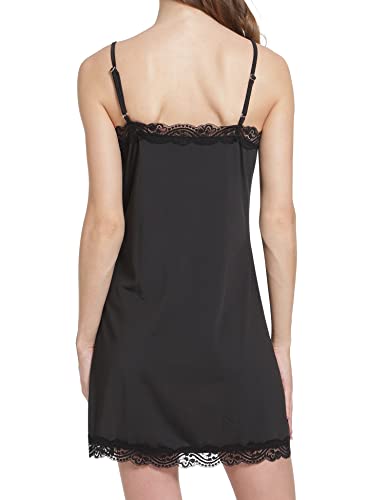 Image of MANCYFIT Women's Full Slips Lace V-neck Adjustable Strap Sleepwear Dress