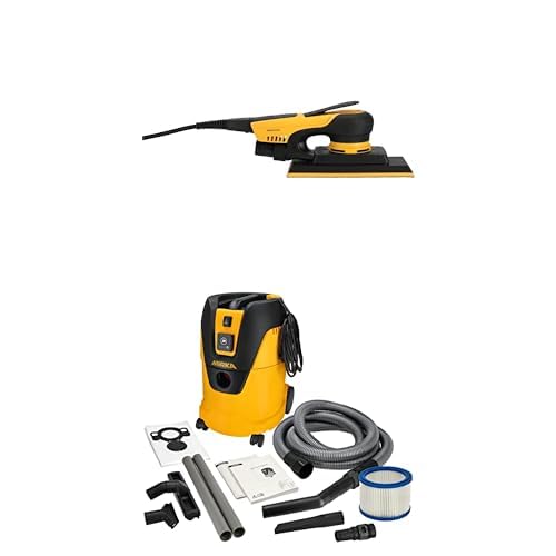 Mirka DEOS II 383 levigatrice orbitale 70x198mm 300 W a basse vibrazioni + Mirka aspirapolvere industriale a umido e a secco 25 litri