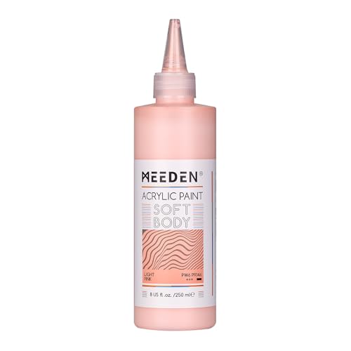 MEEDEN Soft Body Acrylic Paint: Light Pink 250ml/8.8oz Bulk Acrylic Colours in Squeeze Bottle - Fluid Flow Art Paints for Artists Canvas Painting