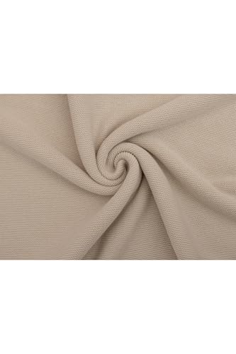 Image of Lilax Cotton Knit Receiving Blanket, Warm Cozy Swaddle Cuddle Stroller Crib Blanket for Newborns Infants & Toddlers 33.5 inch x 31.5 inch, Beige