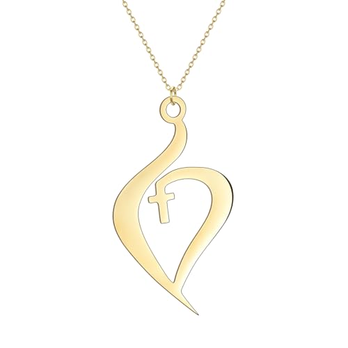 Collier Croix Dieu dans Mon Coeur pendentif de foi chrétienne pour femme