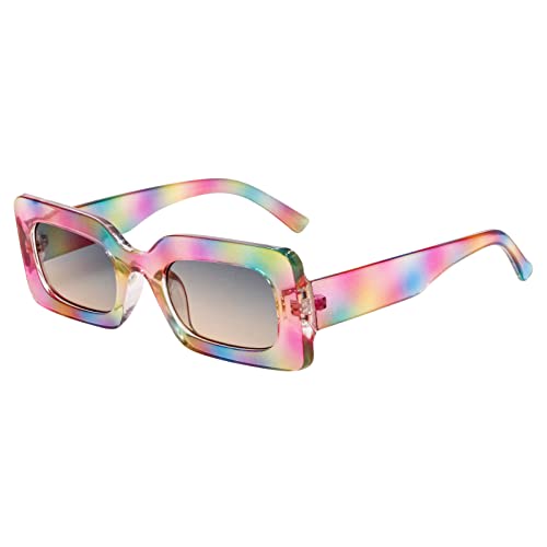 Hanj Square Trendy Sunglasses Womens Men Colorful Retro Rectangle Sun Glasses Vintage Shades2