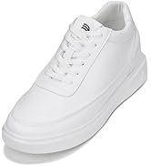 CALTO Men's Invisible Height Increasing Elevator Shoes - Pure White Light-Weight Lace-up Leather ...