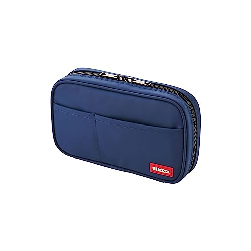 Image of LIHIT LAB Large Capacity Zipper Pencil Case For School Office College, Big Capacity 4 Compartments Pencil Bag Holder Adults Teen Boys Girls, Travel Cosmetics Storage, Indigo (A7551-11N)