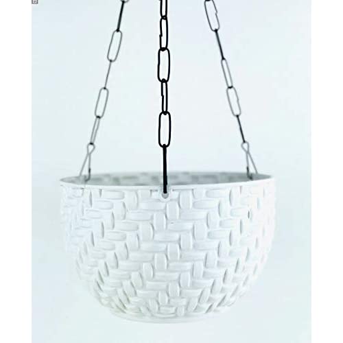 Image of Amazon Brand - Umi Heavy Plastic Wicker Hanging Basket with Metal Hanging Chain /Multicolored Hanging Pots /Hanging Planters for Balcony, Garden, Home (Multicolored, Set of 6)