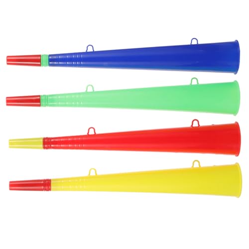 Milisten 4piezas Trompeta De Plástico Para Aficionados Al Deporte De Bocina De Colores Brillantes Para Deportivos Para Fiestas y Conciertos Estadios