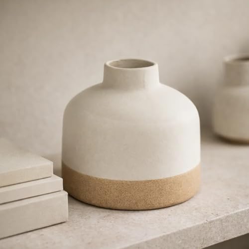 Image of SPHINX Decorative Ceramic Vase, Flower Vase, Pampas Grass Vase, Vase for Money Plant Live Plants, Centrepiece for Home, Office,Gifts - (Small Bottle Two Tone, 5.5 Inches)