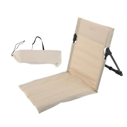 MEISO Strandmatte mit Rückenlehne, Klappbar Strandstuhl, Tragbare Strandliege Faltbarer, Campingstuhl Liegestuhl für Picknick, Garten, Wandern (Beige)
