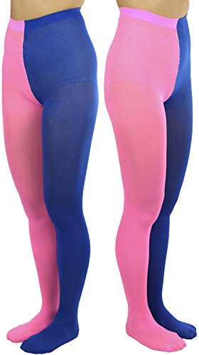 Image of ToBeInStyle Women's Two Toned Vibrant Jester Contrast Opaque Multicolored Tights