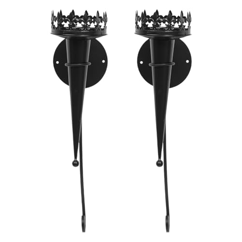 Porte-torches et bougeoirs muraux décoratifs en fer lot de 2