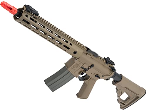 Evike Airsoft - EMG Helios Knight's Armament Licensed SR-16E Mod2 MLOK AEG Airsoft Rifle (Model: Carbine/Tan)