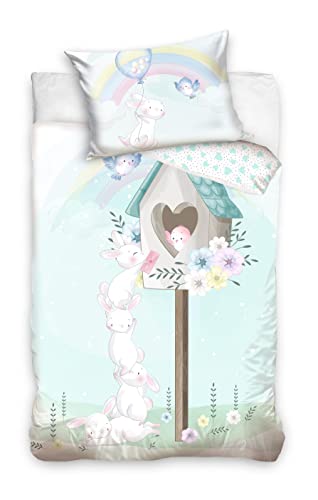 DHESTIA HOME   Juego Funda Nórdica de Cuna 100% Algodón Natural Conejo Baby214008 Color Único Talla Talla Única
