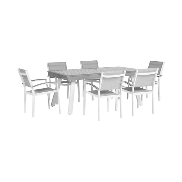 Pereta Gartentisch-Set Aluminium Grau/Weiß