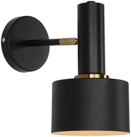 Miniatura 1 de Modern Round Metal Wall Sconce Vintage Iron Rotatable Lighting for Bedroom Hotel Bathroom Hallway E26E27 Base(Black+Black)