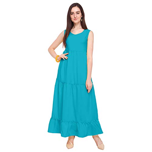 Image of OOMPH! Women's Maxi Western & Fusion Wear Pleated Crepe Dress
