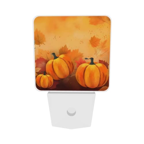 Image of Fall Pumpkins LED Plug-in Night Light 2-Pack for Bedroom