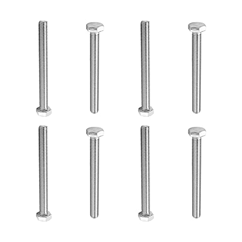 Image of Bettomshin 10Pcs M8 x 80mm Hex Bolts, 304 Stainless Steel 1.25mm Thread Pitch Fully Threaded Metric Hex Head Screw Bolts, Hexagon Screw Bolt, Hex Tap Bolts, Silver (Overall Size 85.45x13x13mm)
