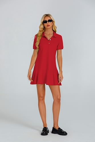 Image of YEXPINE Polo Dress for Women Short Sleeve Ruffle Hem Golf Tennis Summer Mini Dresses
