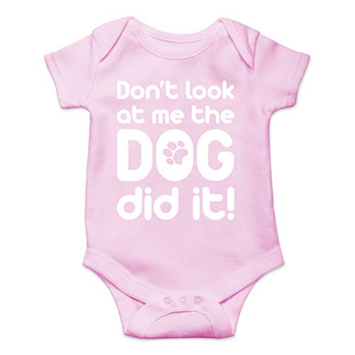 Image of AW Fashions Don't Look At Me, The Dog Did It! Baby Bodysuit Funny Newborn Outfit for Boys or Girls Romper