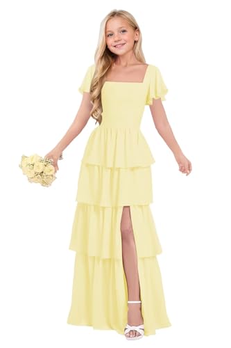Tiered Ruffles Junior Bridesmaid Dresses Chiffon Flower Girl Dress for Wedding Pageant Formal Gown for Girls2