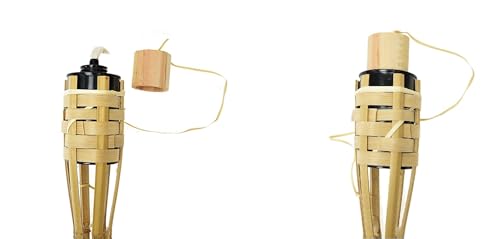 Dixiestore Torches en bambou de qualité supérieure – Réutilisables, pour jardin, mariages et promenades en traîneau – 150 cm – Capacité 500 ml – Combustion pendant 9 à 12 heures – Bambou et fer – x3