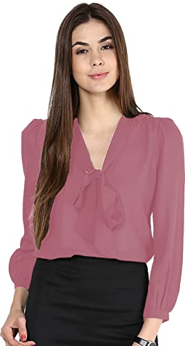 Image of Girls Bishop Sleeves V-Neck tie up top-71