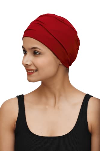 Image of The Headscarves Women Silky Soft Bamboo Viscose Sleep Cap for Hair Loss Chemo Headwear Skull Cap Free Size (Multicolor) (HS3 Multicolor)