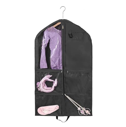 Clothes Cover Hanging Garment Bag with Zipper Pockets 40 Inch Clothes Bag Dance Costume Suit Bags (Color : Black, Size : 3pcs)