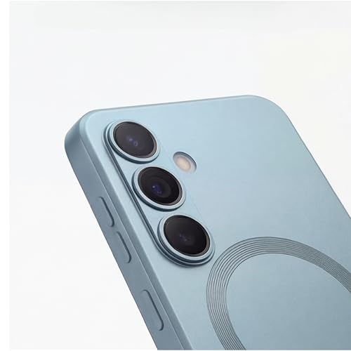 Image of amazon basics Premium Mag-Safe Case for Samsung Galaxy S25 5G | Shockproof & Anti-Scratch Cover | Soft Silicone with Wireless Charging | Camera Lens Guard - Blue