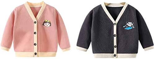 Image of MOMISY Baby Boy & Girls Kids Children Infant Sweater Jacket Front Button Open Cardigan-Set of 2