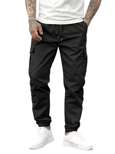 Image of ADBUCKS Men's Regular Fit low Rise Soild Cargos Style Joggers Casual Trousers