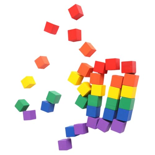 Abaodam 100個 彩色木? 木製正方形キューブブロック 小型立方体 積み木 知育 幼児向け 教育用クラフト素材