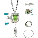 Angelrolle Halskette Legierung Anhänger Schmuckset verstellbare Kette für Angler (Ring)