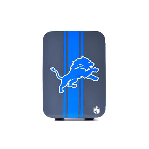 Image of Ukonic NFL Detroit Lions 15-Can Mini Fridge 10L - AC /DC Powered, Official Team Colors & Logo, Portable Cooler for Tailgates, Home, Office, or Car