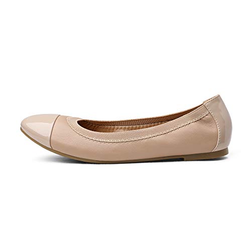 DREAM PAIRS Women's Sole-Flex Ballerina Walking Flats Shoes,Size 5,Nude,Sole-Flex