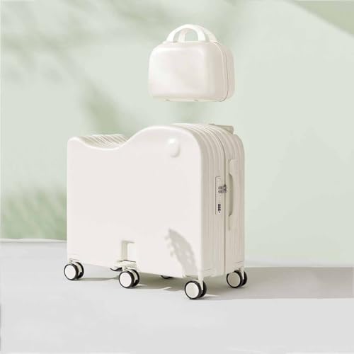 Dalumian Maleta de cabina rígida, equipaje rígido con ruedas giratorias, asa ajustable, maleta montable con ruedas silenciosas de 360°, interfaz USB y gancho(White,22
