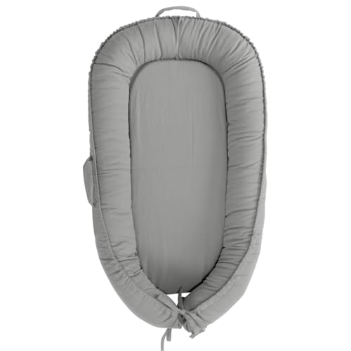 Image of Infant Lounger, Baby Lounger Cover for Baby Girls & Boys, Portable Baby Support Cushion, Newborn Essentials for Baby 0-12 Months, 100% Cotton Breathable, Travel Baby Lounger (Slate Gray)