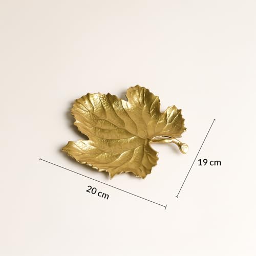 Image of MARKET 99 Embossed Golden Platter for Home Decor | Glossy Aluminium Decorative Tray for Dining & Center Table | Elegant Dish for Diwali Decor, Festive Styling & Designer Display