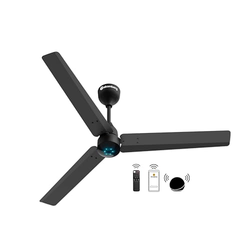 atomberg Renesa Smart 1200mm BLDC Ceiling Fan with IoT & Remote | Energy Efficient Ceiling Fan | Ceiling fan for Living Room | High Air Delivery with LED Indicators (Midnight Black)