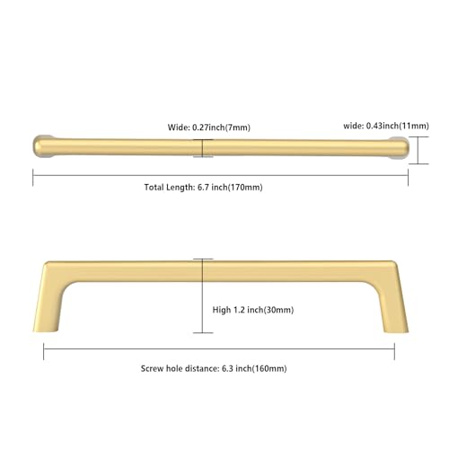 Image of Asidrama 10 Pack 6.3 Inch(160mm) Gold Cabinet Pulls Cabinet Handles Cupboard Handles Kitchen Cabinet Hardware for Cupboard Drawer Pulls
