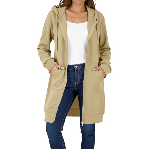 TANGNADE Women Zip Up Hoodies Long Sleeve Tunic Sweatshirts Oversized Fleece Fall Winter Travel Casual Jacket with Pockets