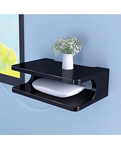 Image of Set Top | Tv Stand Setup Box Stand Wall Mount for Home Wall Shelf for Holding Speakers WiFi Router Game Console Remote Streaming Device (Black)