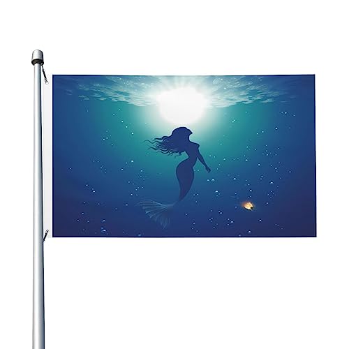 Watercolor Mermaid Flag 3X5 Feet Double Sided Holiday Banner For Party Garden Yard Home Decoration Outdoor Indoor