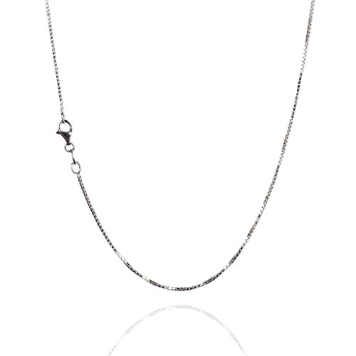 925 Sterling Silver 1.00 mm Diamond-Cut Box Chain Necklace With Pear Shape Clasp-RHODIUM