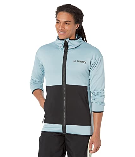 adidas Men's Terrex Tech Flooce Light Hooded Hiking Jacket, Magic Grey, Large