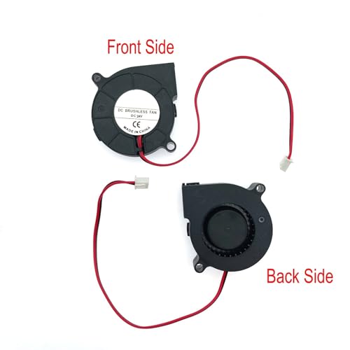 JZK 2PCS Kleines Gebläse 24V 5015 lüfter, Geschwindigkeit: 6500 U/min/min, 50x50x15mm, 3D-Druckergebläse Lüfter 24V 5cm, Bürstenloser DC Lüfter 50mm – Bild 4