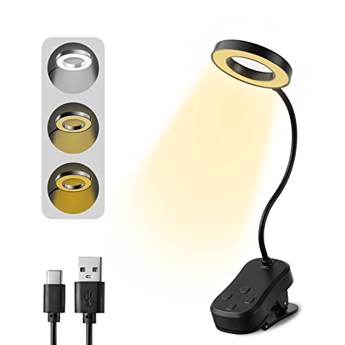 Reading Light, Rechargeable 20 LED Book Light for Reading in Bed, Portable Clip on Light with 3 Color Modes 5 Brightness, Adjustable Gooseneck & Lightweight, Eye-Friendly Bed Light for Bookworms Kids